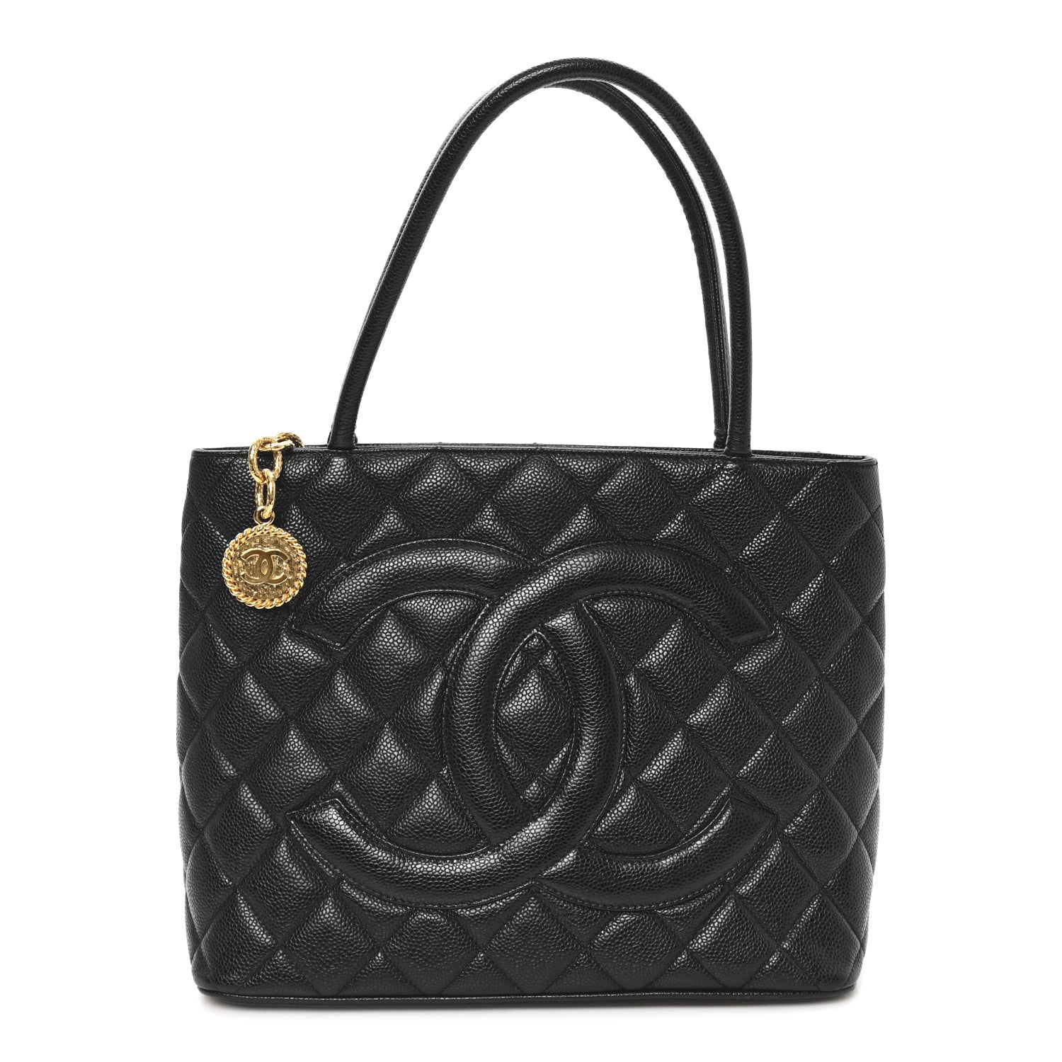 Caviar Quilted Medallion Tote Black