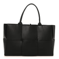 Grained Calfskin Maxi Intrecciato Medium Arco Tote Black