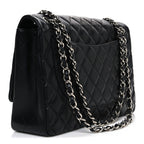 Lambskin Quilted Maxi Single Flap Black