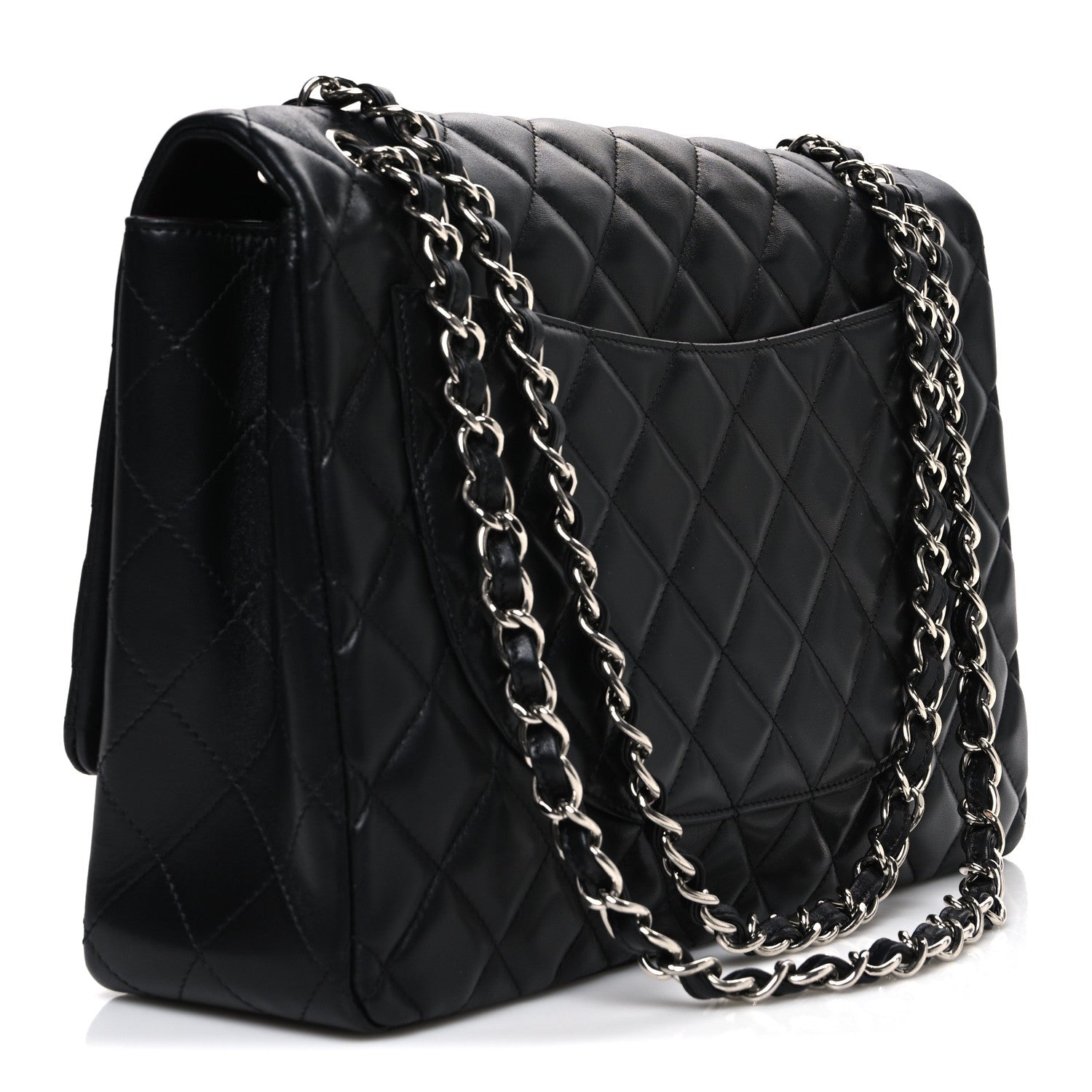 Lambskin Quilted Maxi Single Flap Black