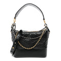 Aged Smooth Calfskin Quilted Medium Gabrielle Logo Hobo Black