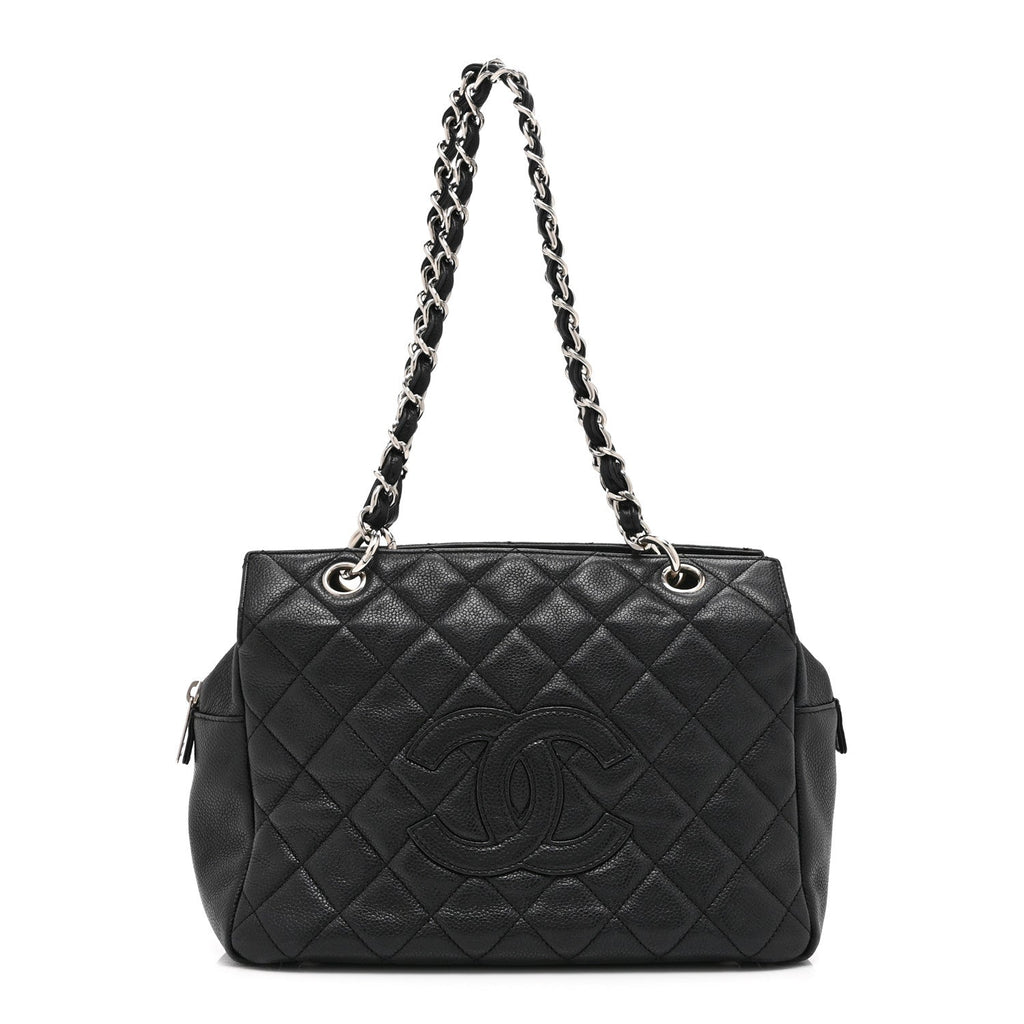 Caviar Quilted Petit Timeless Tote PTT Black