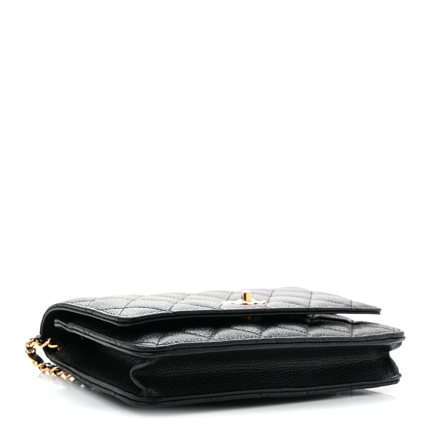 Caviar Quilted CC Turnlock Wallet On Chain WOC Black