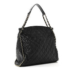 Calfskin Quilted Large Chain Me Hobo Black