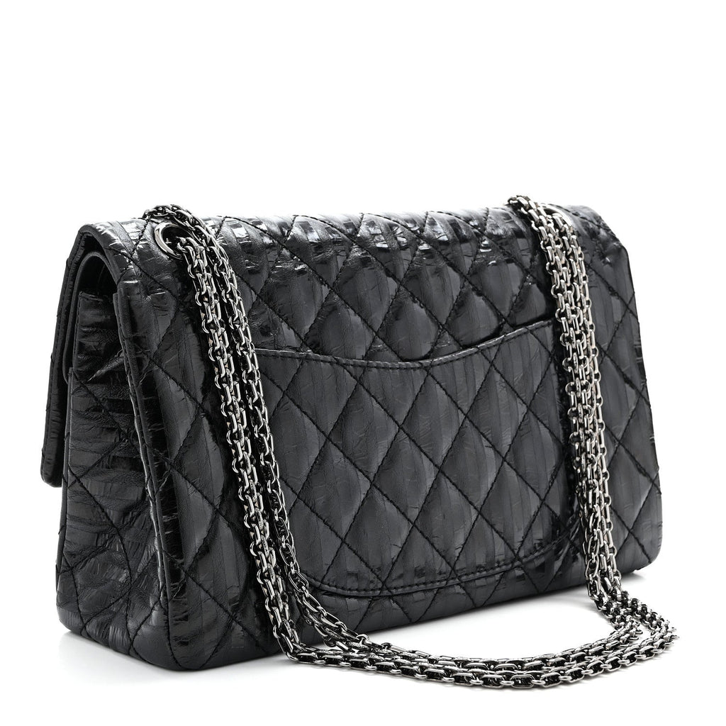 Metallic Calfskin Striped 2.55 Reissue 226 Flap Black