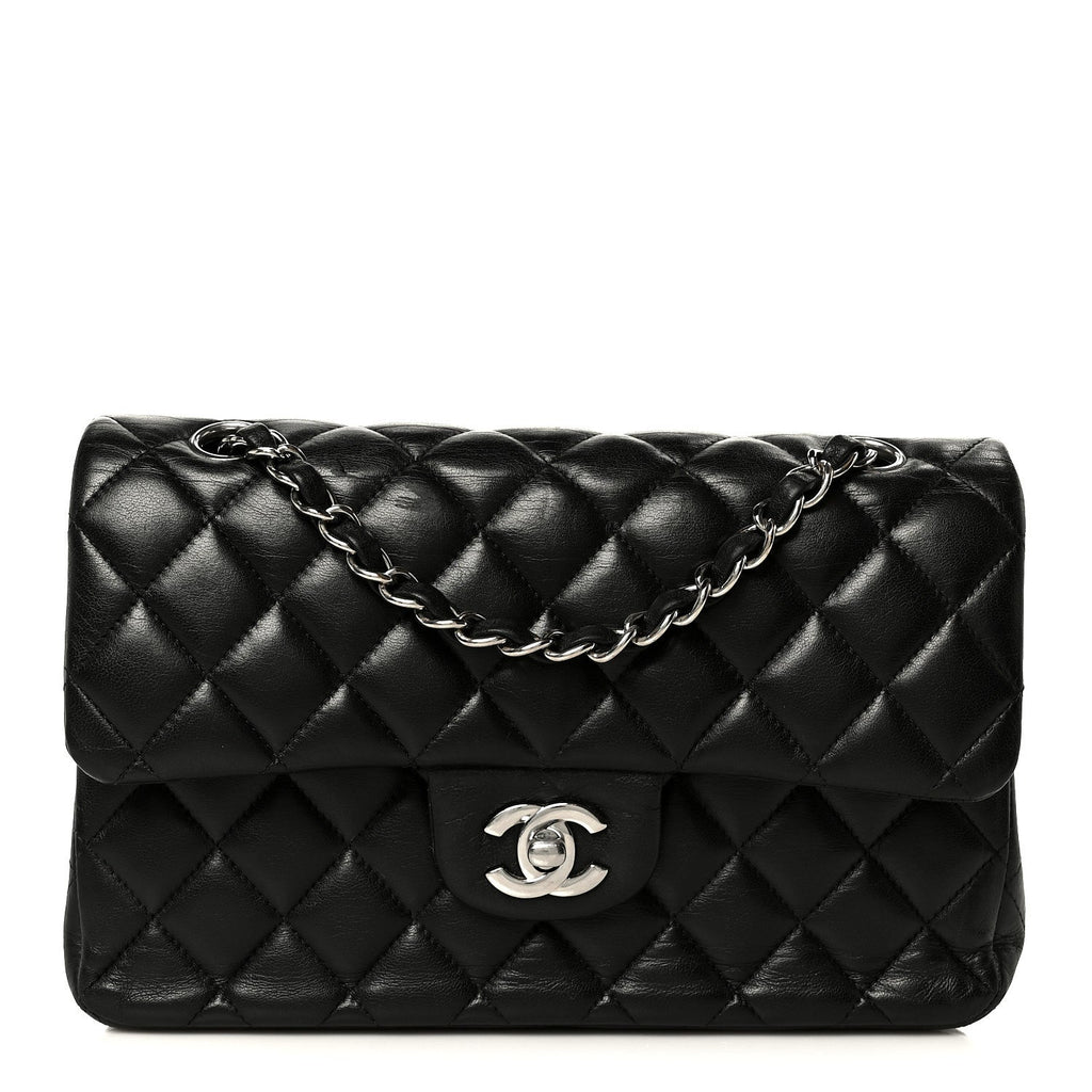 Lambskin Quilted Small Double Flap Black