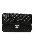 Lambskin Quilted Small Double Flap Black
