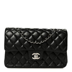 Lambskin Quilted Small Double Flap Black