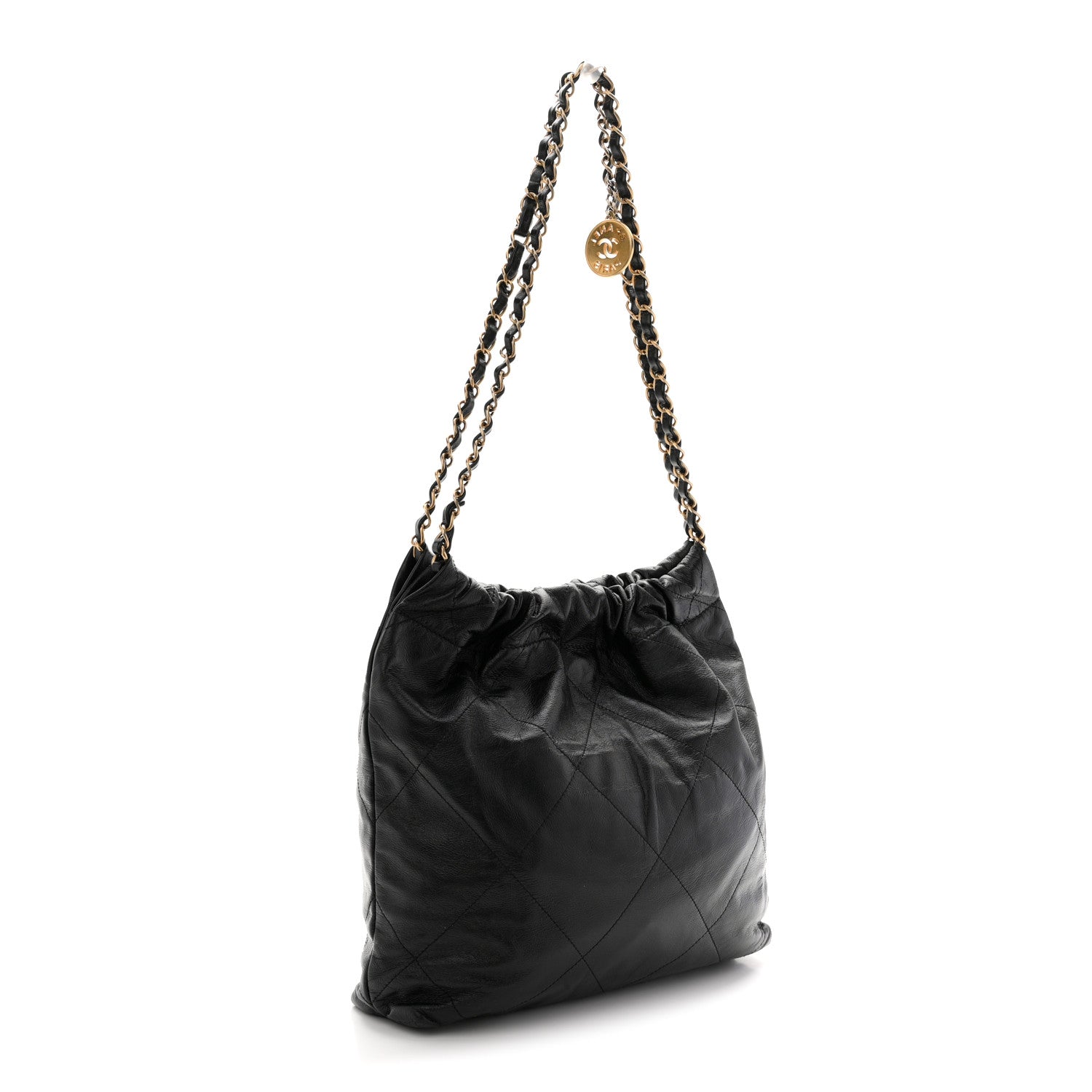 Shiny Calfskin Quilted Small Chanel 22 Black