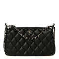 Caviar Quilted Purse With Chain Black