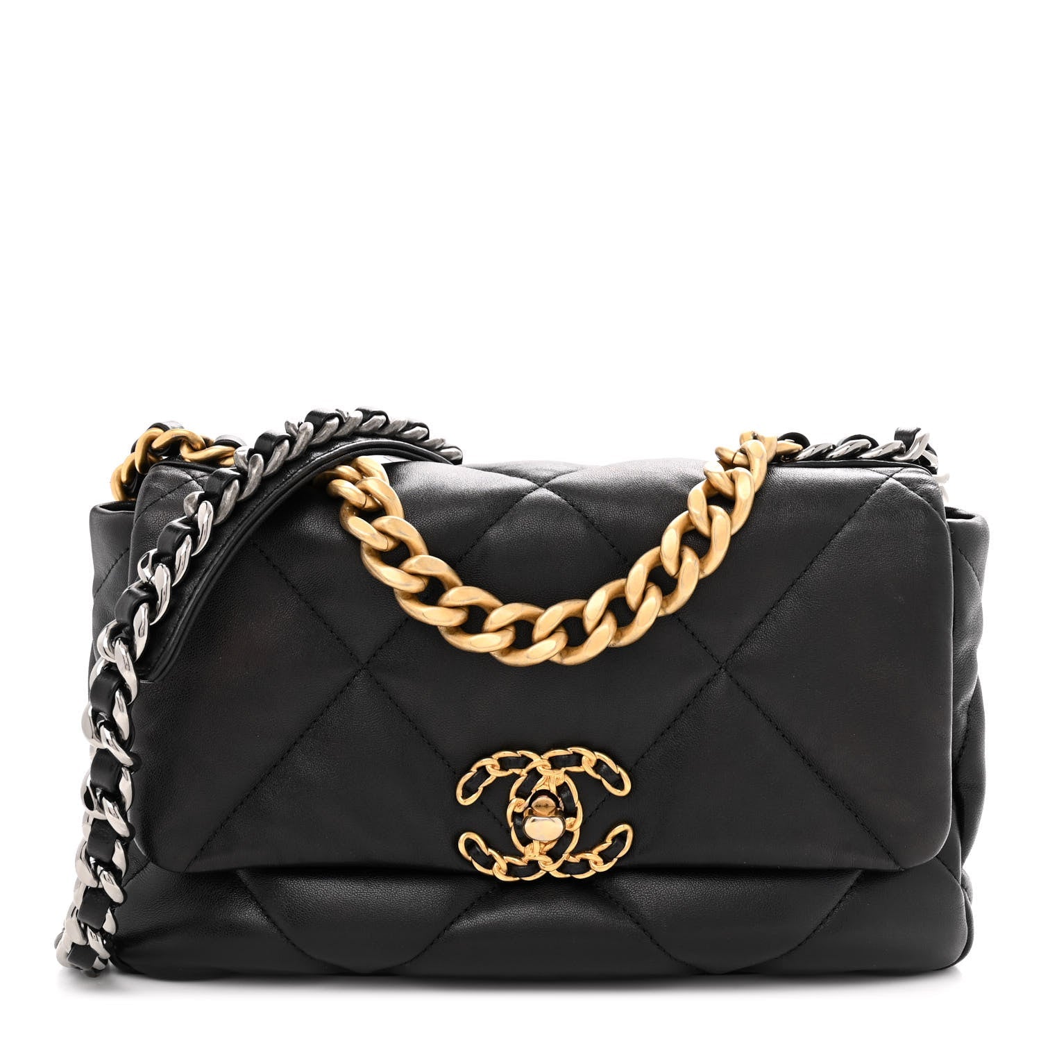 Lambskin Quilted Medium Chanel 19 Flap Black