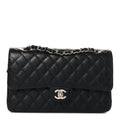 Caviar Quilted Medium Double Flap Black