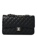 Caviar Quilted Medium Double Flap Black