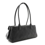 Grained Calfskin Stitched Urban Essentials Small Shopping Bag Black