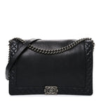 Calfskin Large Boy Reverso Flap Black