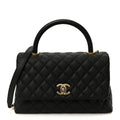 Caviar Quilted Small Coco Handle Flap Black
