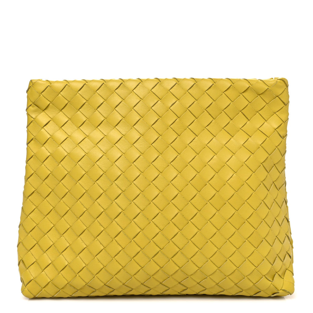 Nappa Intrecciato Fold Clutch Lemon