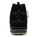 Striped Canvas Deauville Drawstring Backpack Black