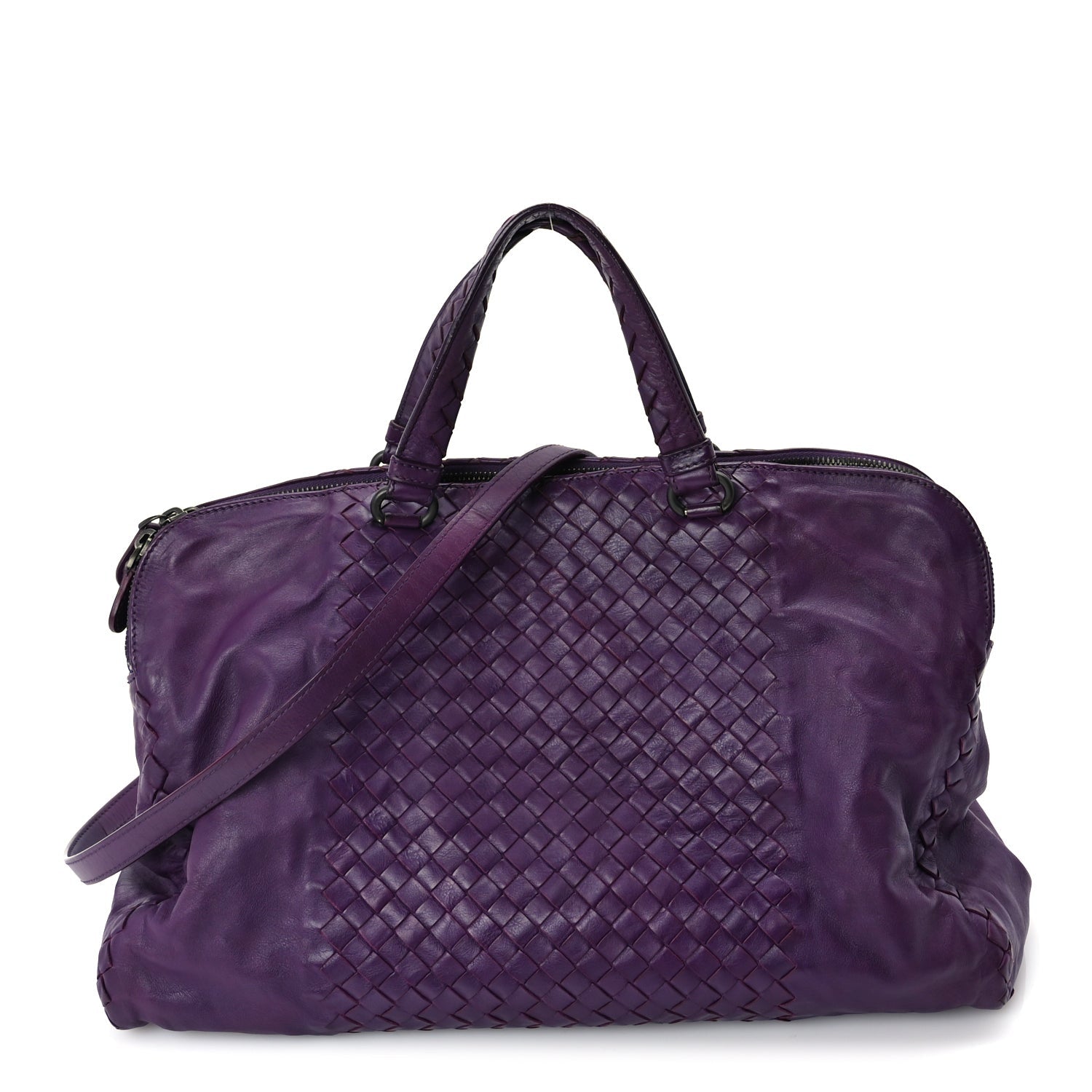 Calfskin Intrecciato Large Leggero Tote Purple