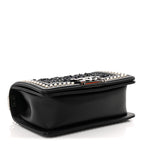 Calfskin Pearl Tweed Small Boy Flap Black