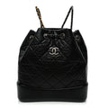 Aged Calfskin Quilted Small Gabrielle Backpack Black