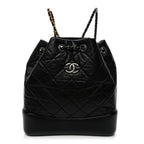 Aged Calfskin Quilted Small Gabrielle Backpack Black