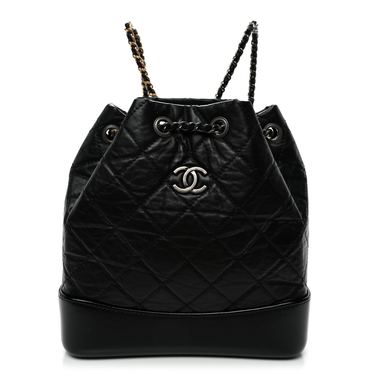Aged Calfskin Quilted Small Gabrielle Backpack Black
