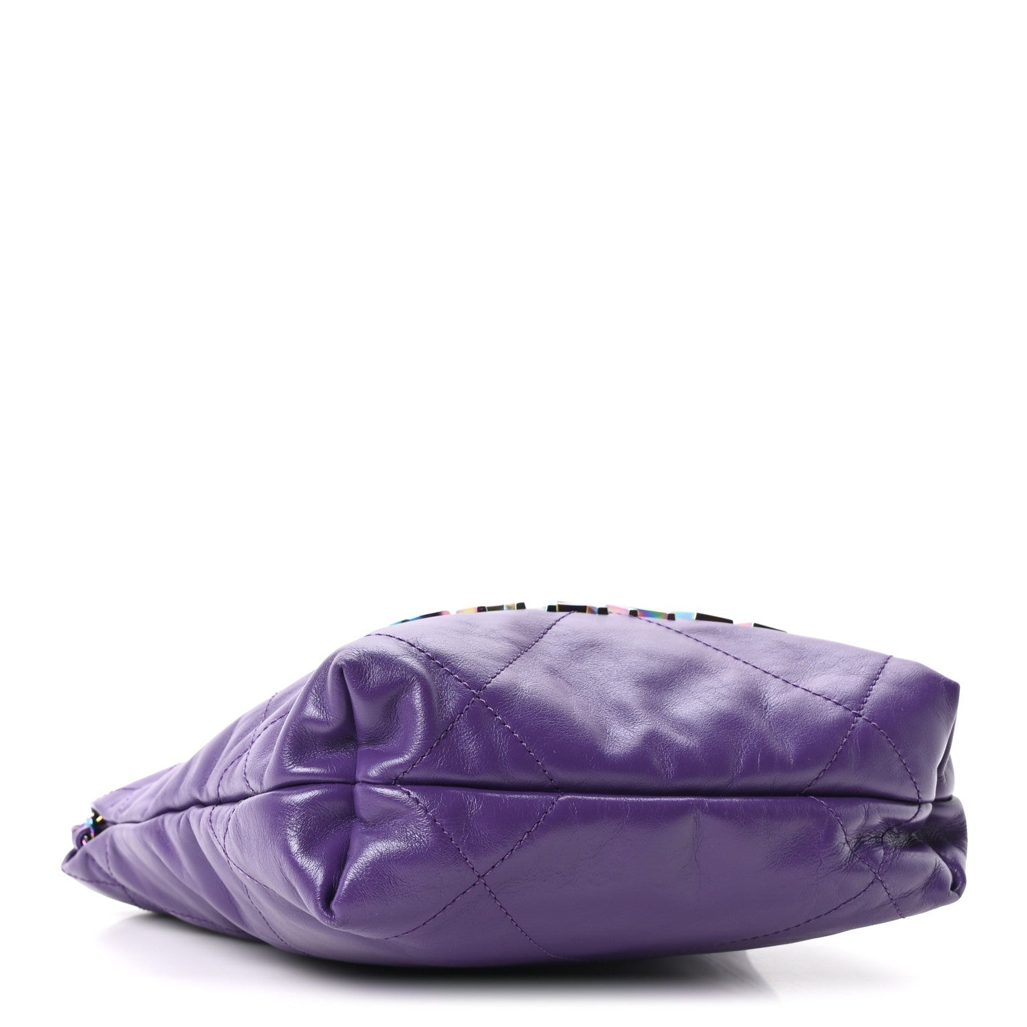 Shiny Calfskin Quilted Rainbow Mini Chanel 22 Purple