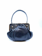 CARTIER Black Leather Snakeskin Evening Bag