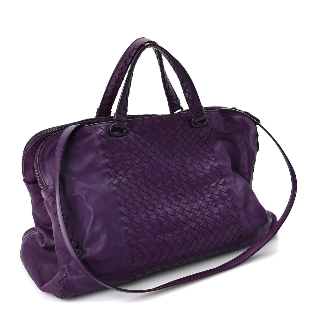 Calfskin Intrecciato Large Leggero Tote Purple