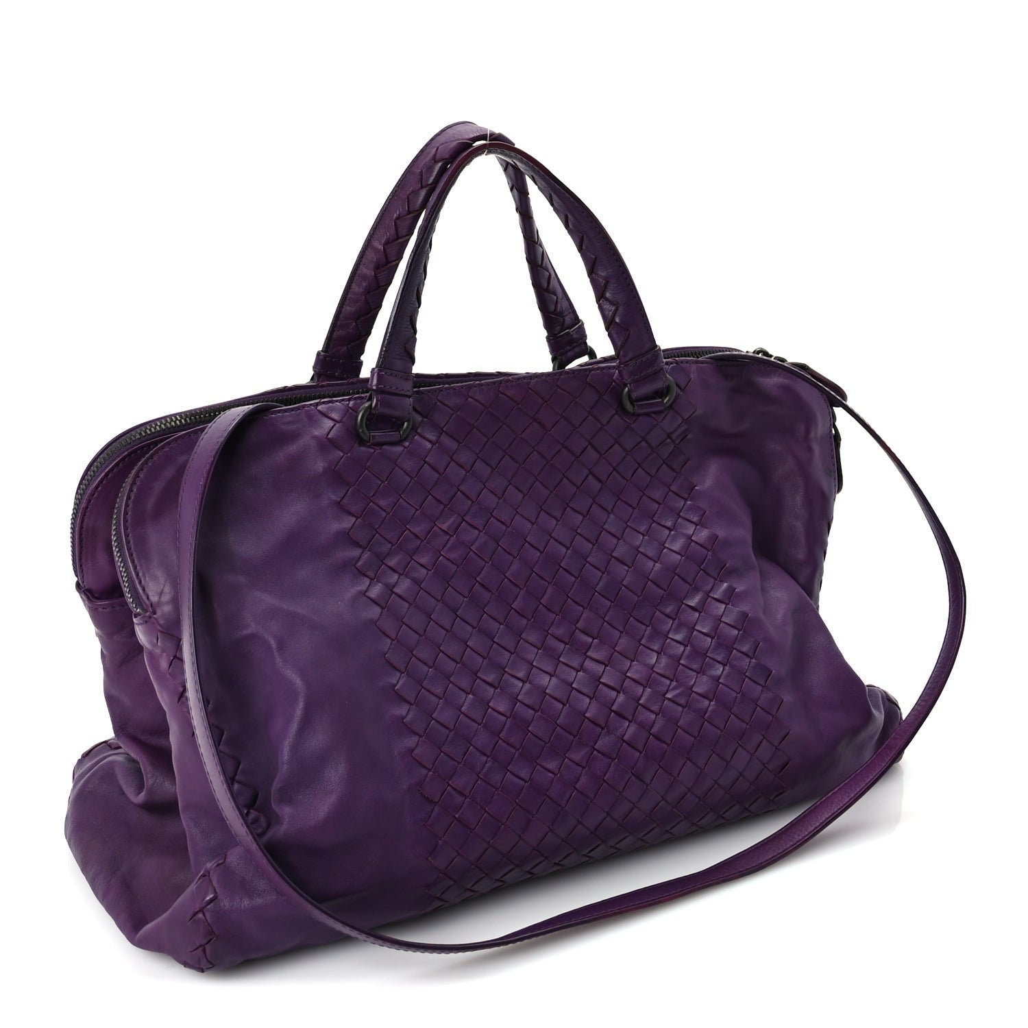 Calfskin Intrecciato Large Leggero Tote Purple