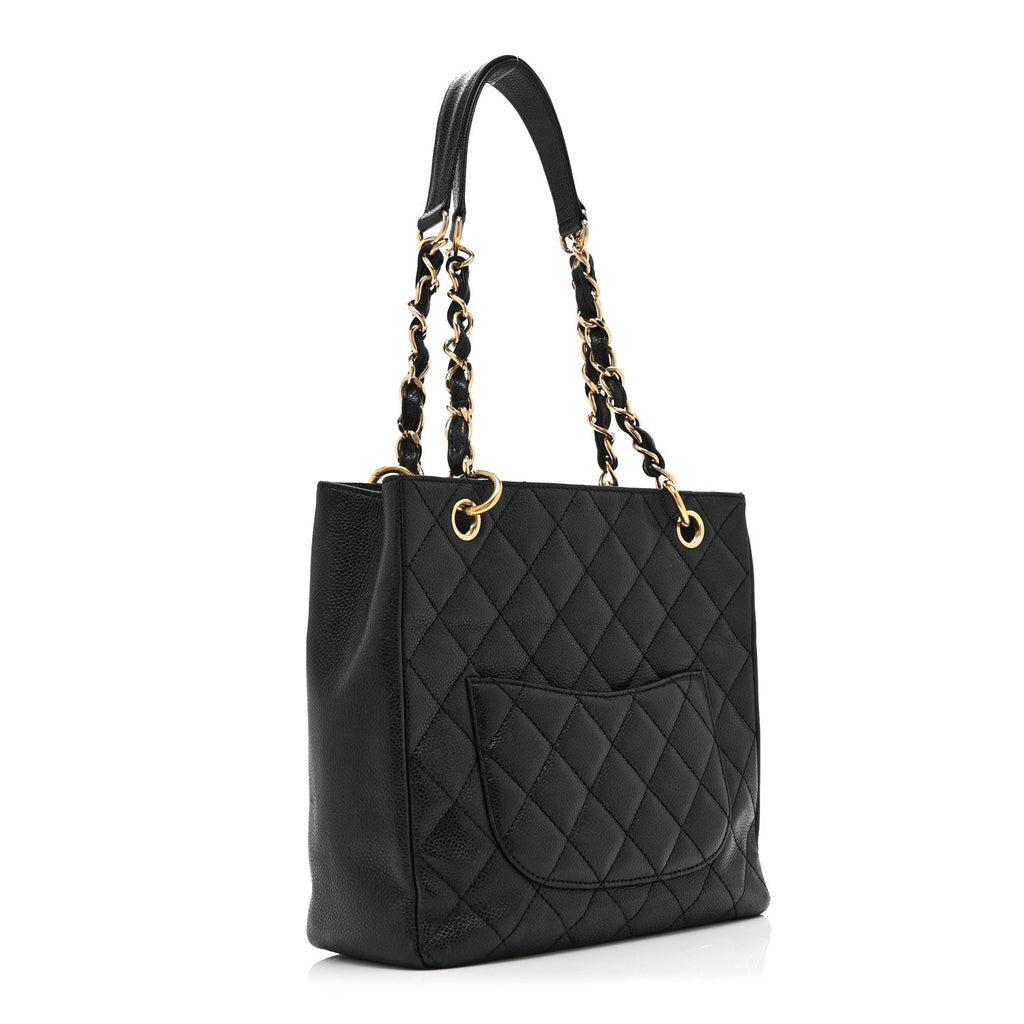 Caviar Quilted Petit Shopping Tote PST Black