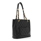 Caviar Quilted Petit Shopping Tote PST Black