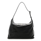 Shiny Lambskin Quilted Maxi Hobo Black