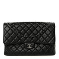 Calfskin Quilted XXL Travel Flap Bag Black