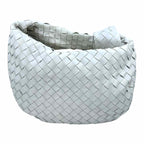 BOTTEGA VENETA Small Jodie White Leather Woven Handbag