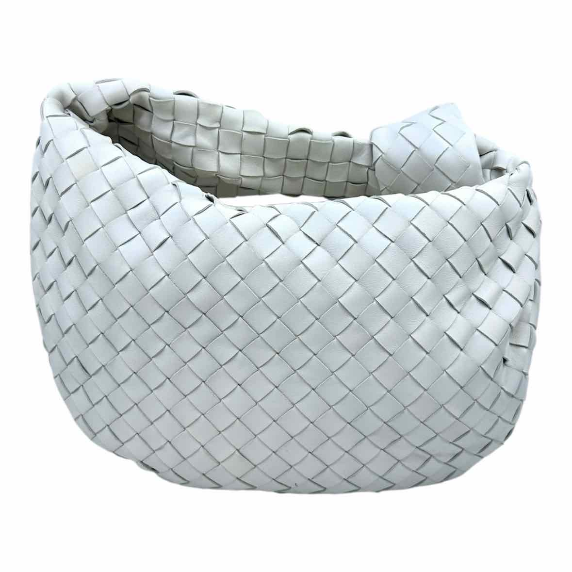 BOTTEGA VENETA Small Jodie White Leather Woven Handbag