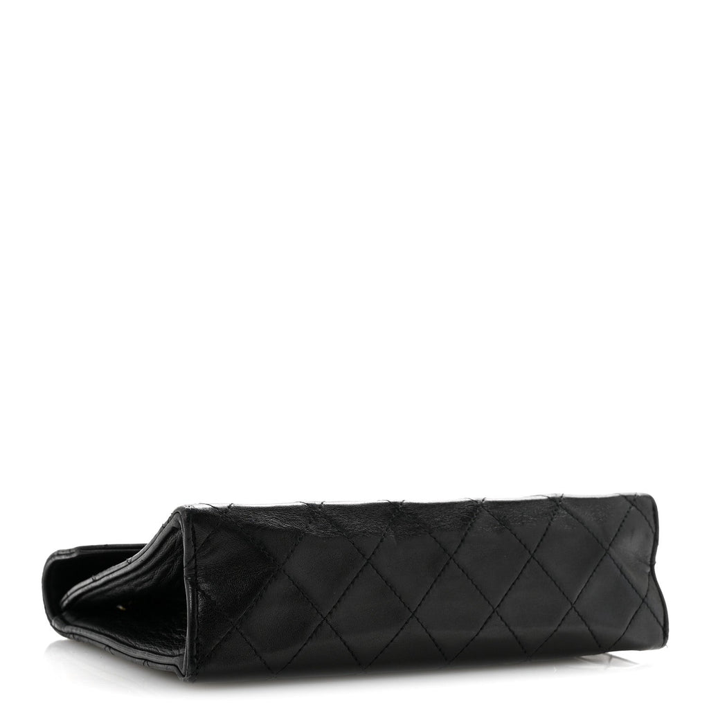 Lambskin Quilted Envelope Flap Black