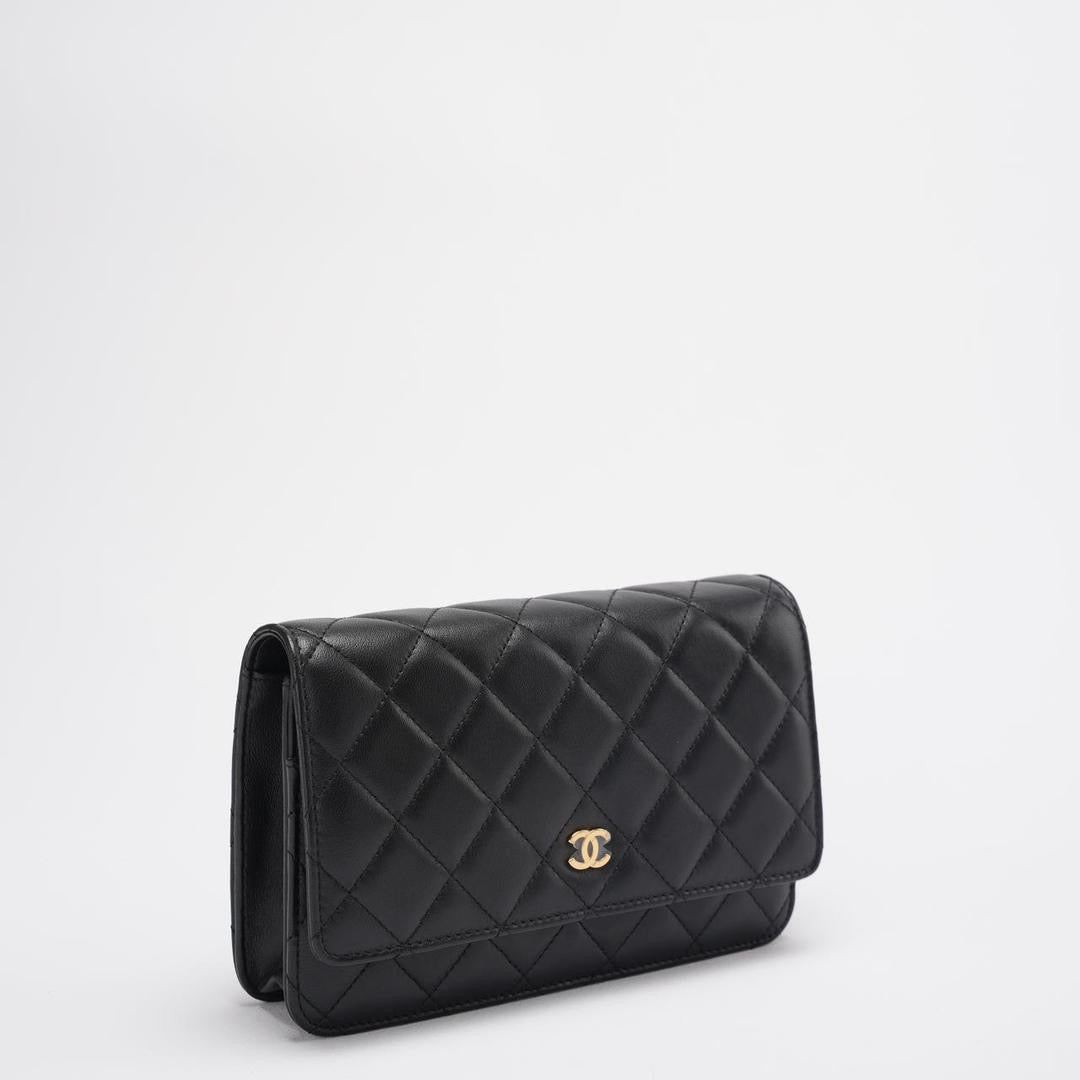 Chanel Wallet On Chain (WOC) Black Bag In Lambskin Leather With Gold Hardware 2018