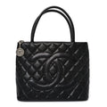 Caviar Quilted Medallion Tote Black