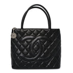 Caviar Quilted Medallion Tote Black