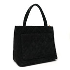 Suede Quilted Medallion Tote Black