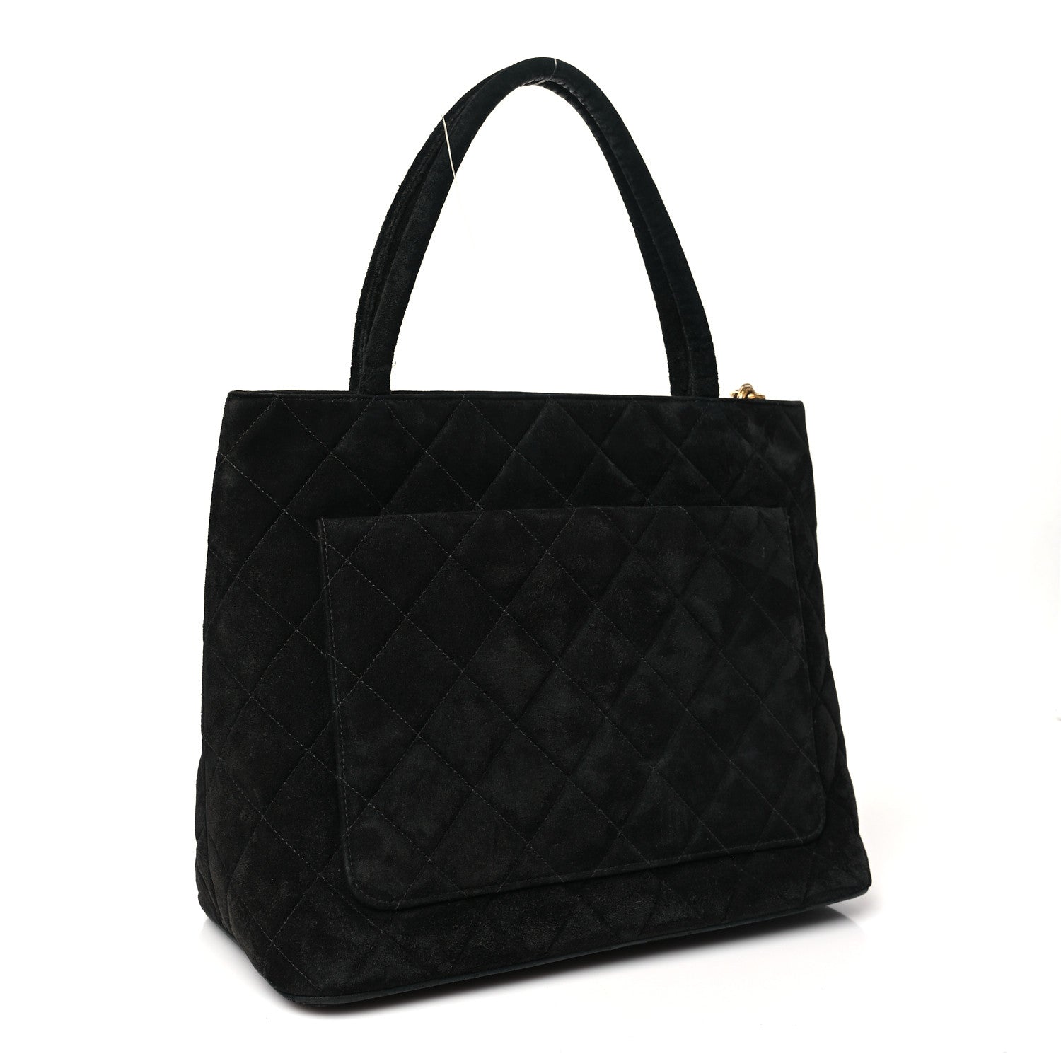 Suede Quilted Medallion Tote Black