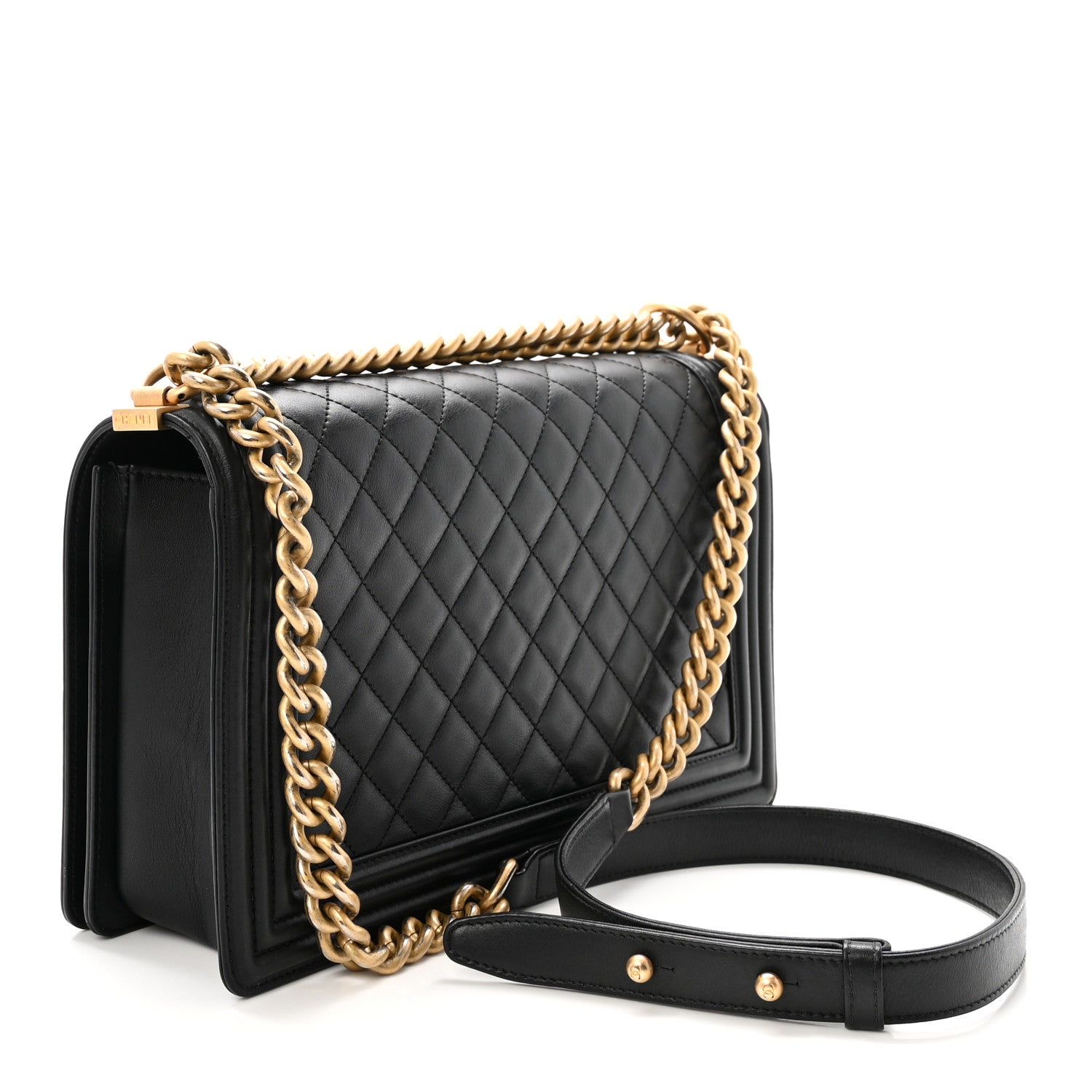 Calfskin Quilted New Medium Boy Flap Black