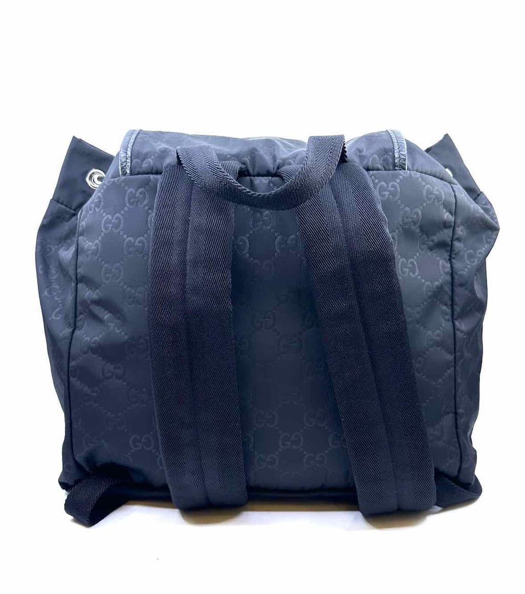 GUCCI Black Nylon Monogram Backpack