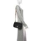 Caviar Quilted Medium Chain Flap  Black