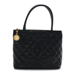 Caviar Quilted Medallion Tote Black