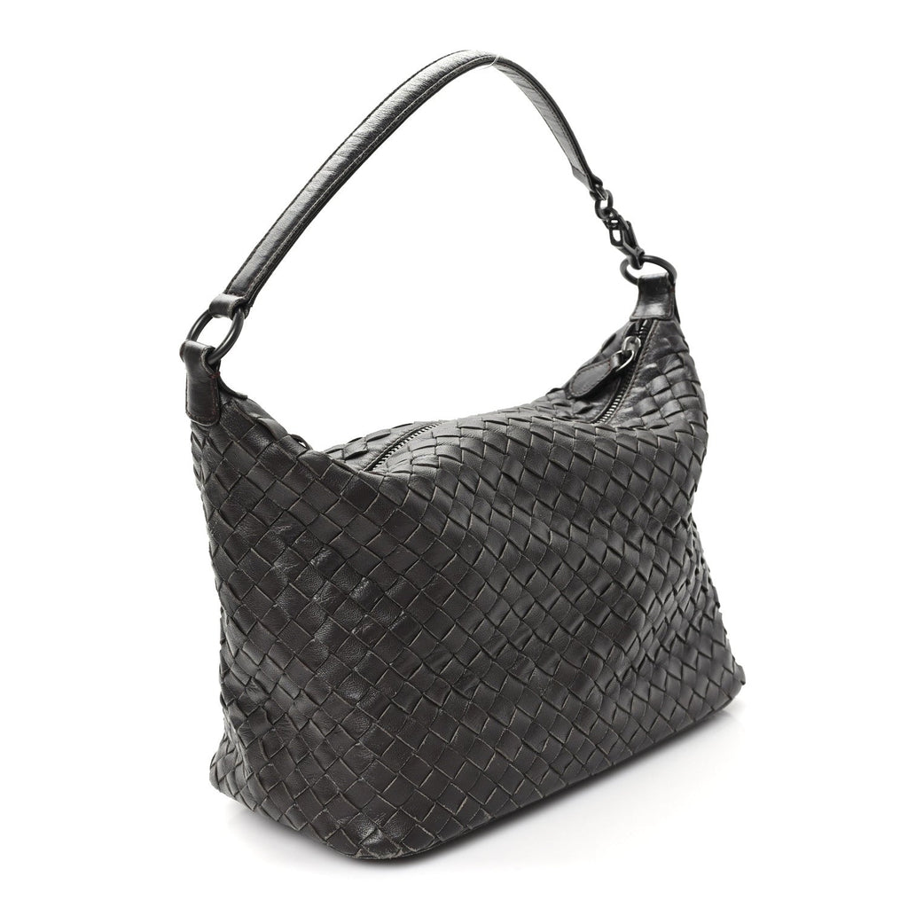Nappa Intrecciato Small Shoulder Bag Ebano