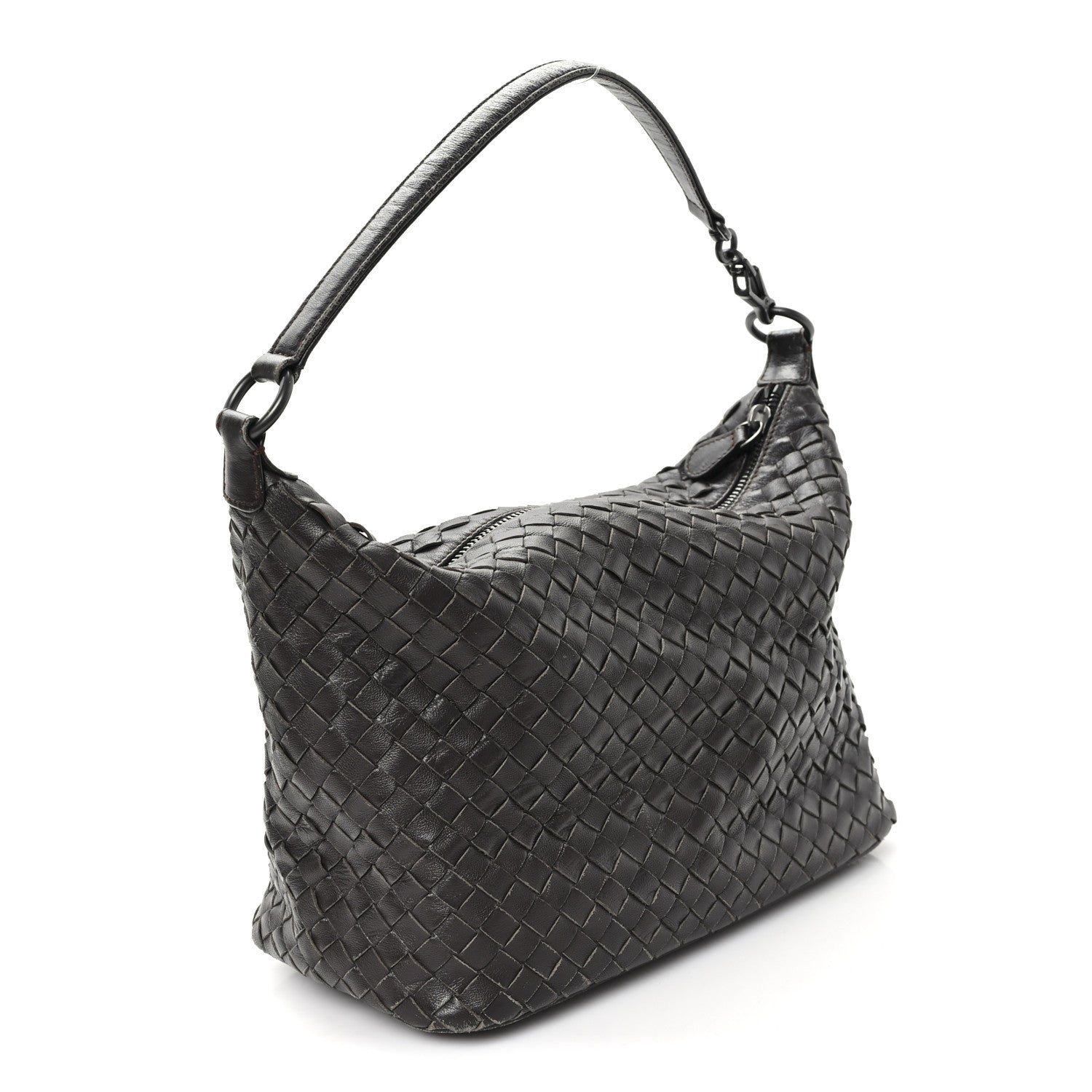 Nappa Intrecciato Small Shoulder Bag Ebano