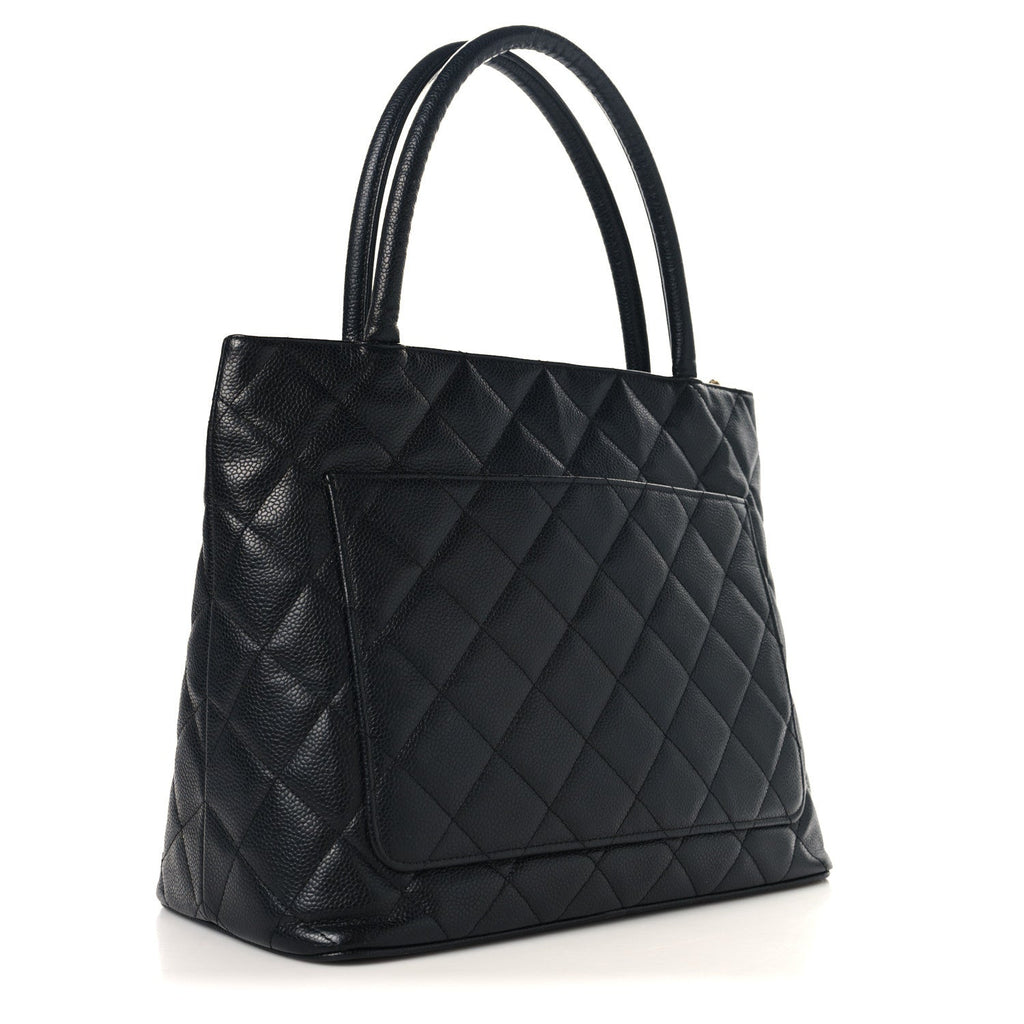Caviar Quilted Medallion Tote Black